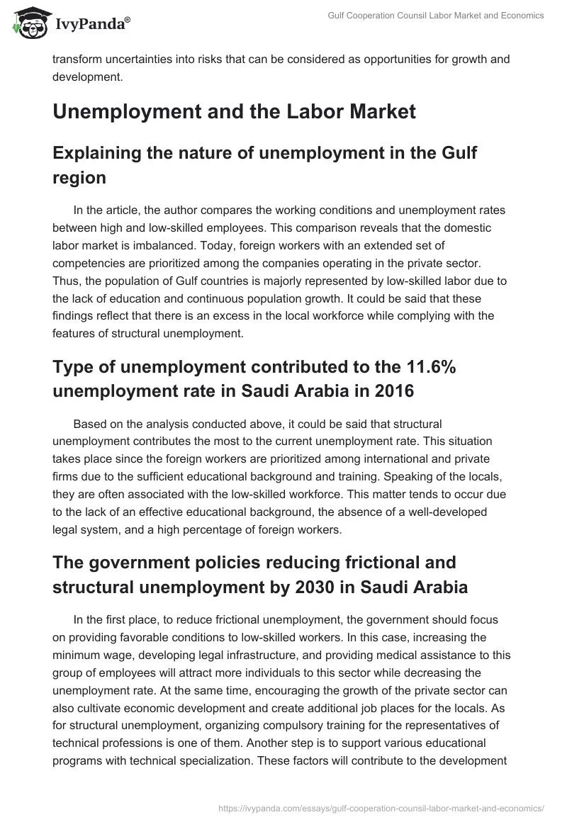 Gulf Cooperation Counsil Labor Market and Economics. Page 2