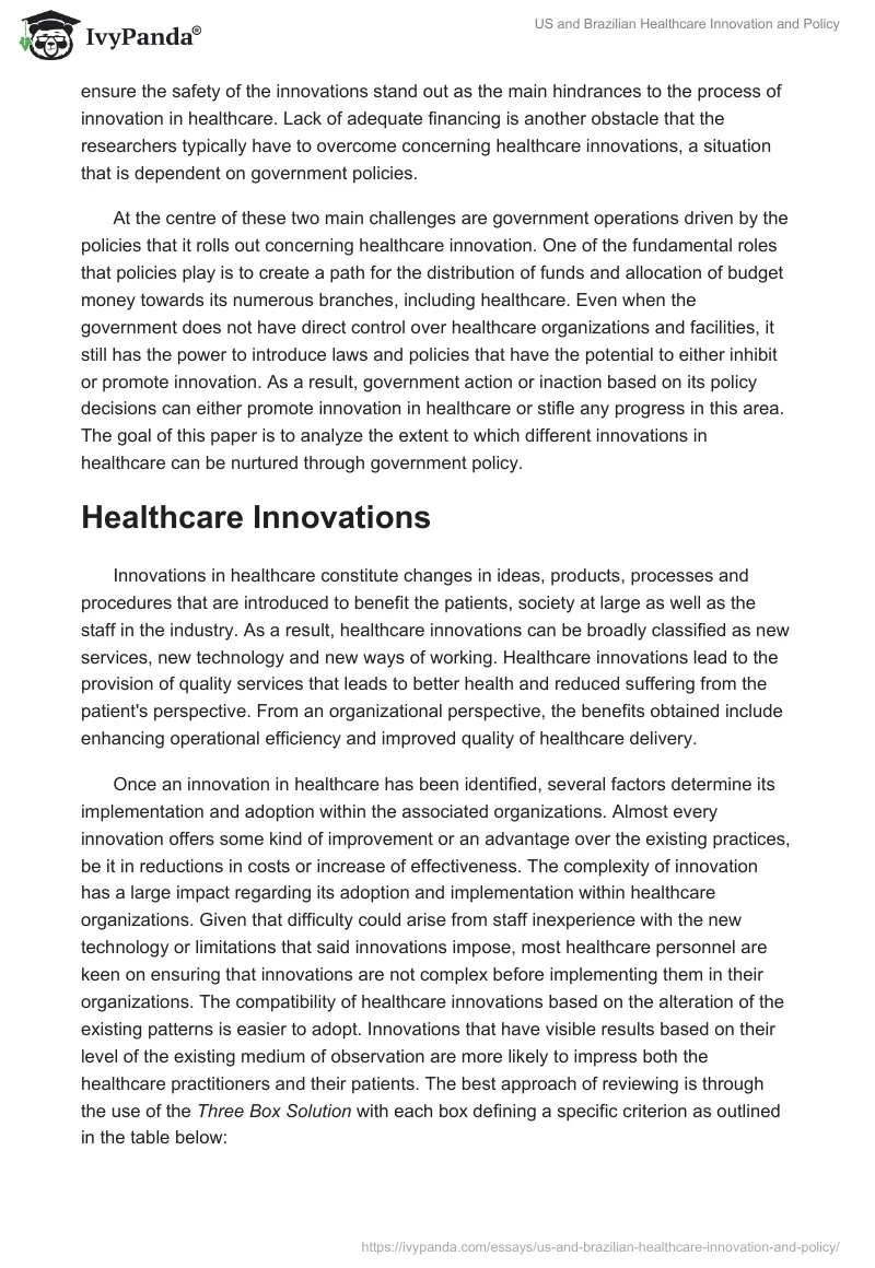 US and Brazilian Healthcare Innovation and Policy. Page 2