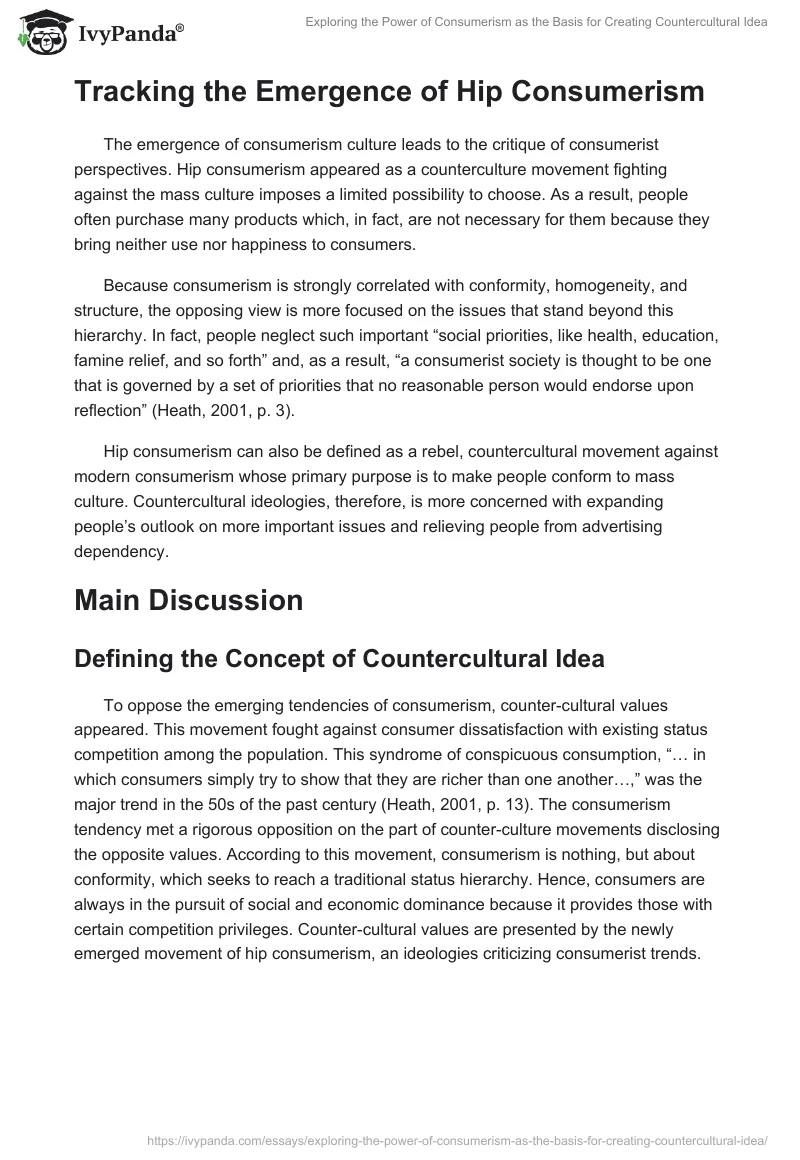 Exploring the Power of Consumerism as the Basis for Creating Countercultural Idea. Page 2