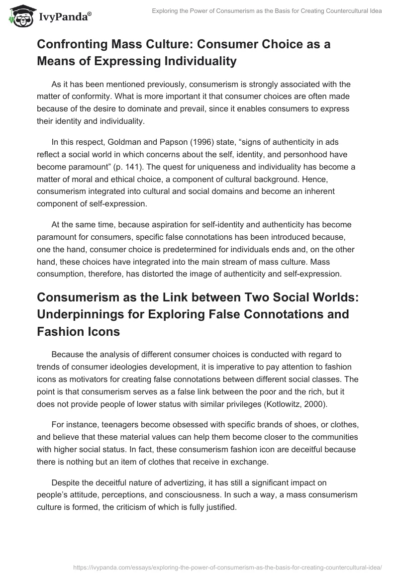 Exploring the Power of Consumerism as the Basis for Creating Countercultural Idea. Page 3