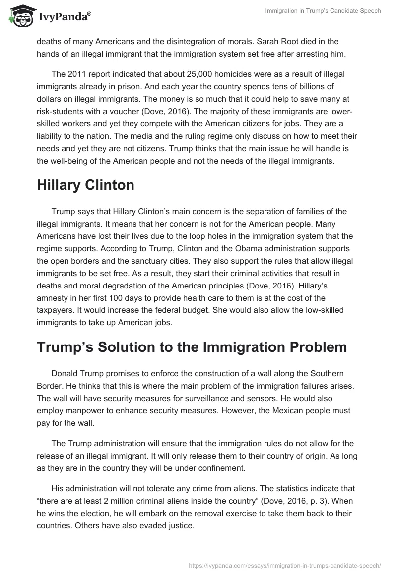 Immigration in Trump’s Candidate Speech. Page 2