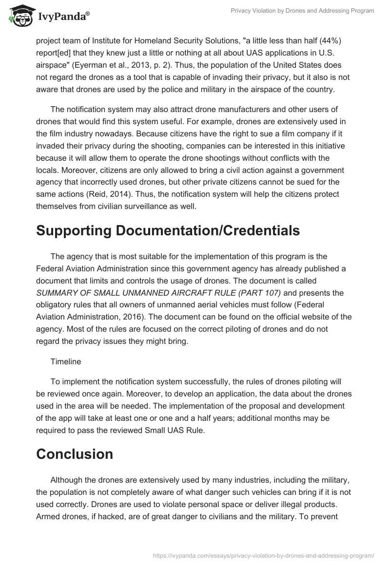 Privacy Violation by Drones and Addressing Program. Page 3