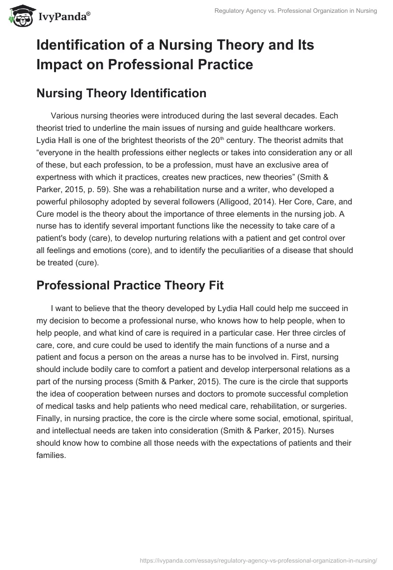 Regulatory Agency vs. Professional Organization in Nursing. Page 5