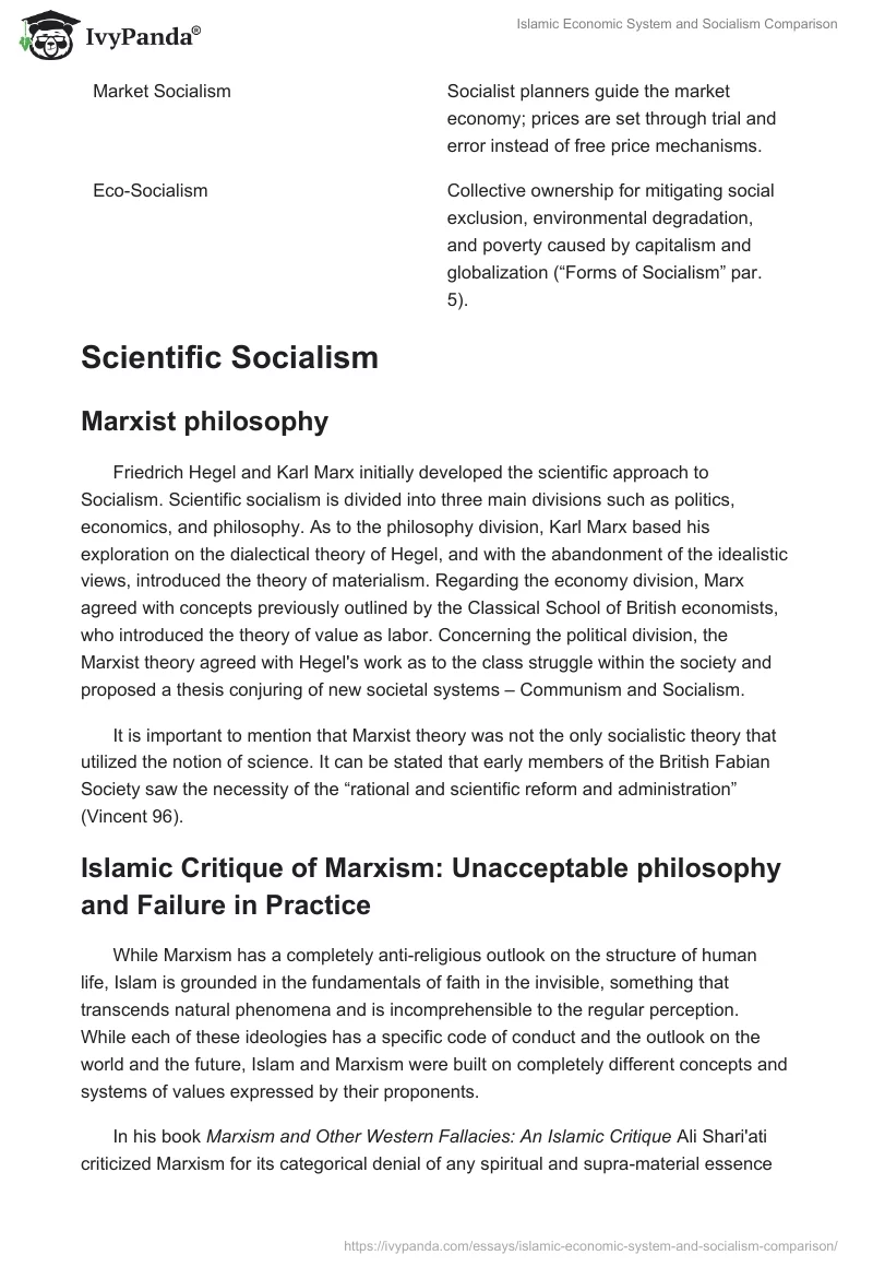 Islamic Economic System and Socialism Comparison. Page 2