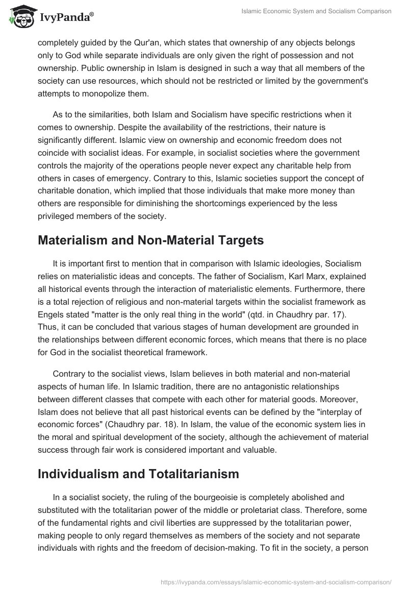 Islamic Economic System and Socialism Comparison. Page 5