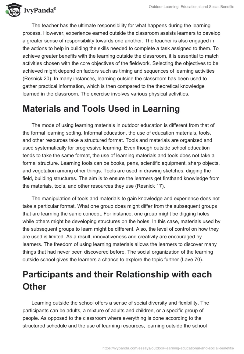 Outdoor Learning: Educational and Social Benefits. Page 2