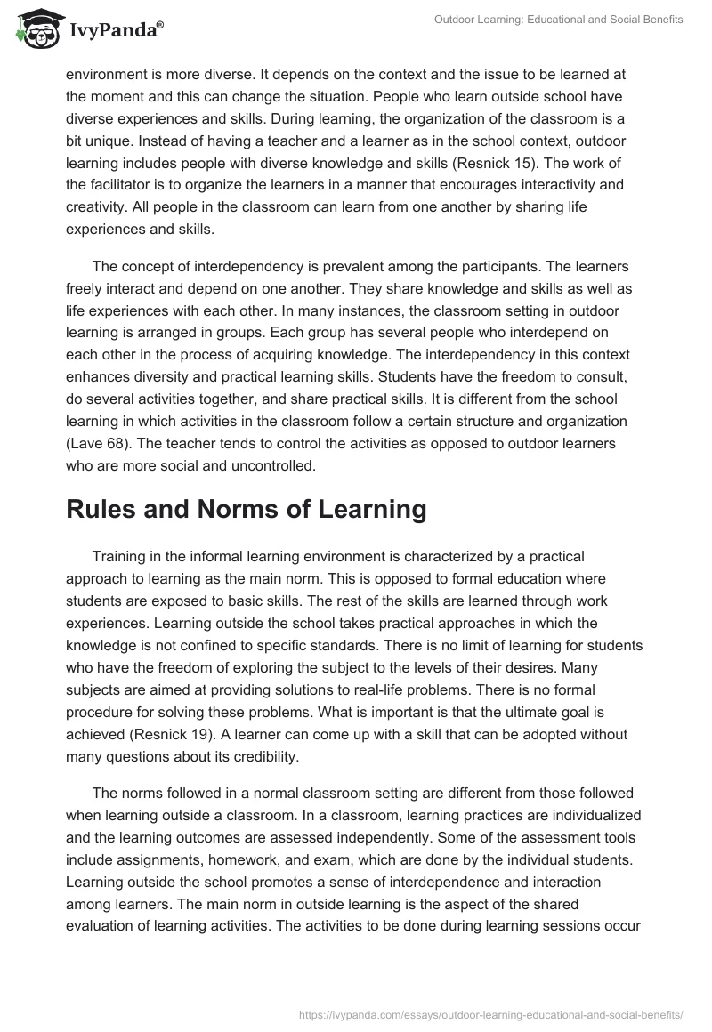 Outdoor Learning: Educational and Social Benefits. Page 3