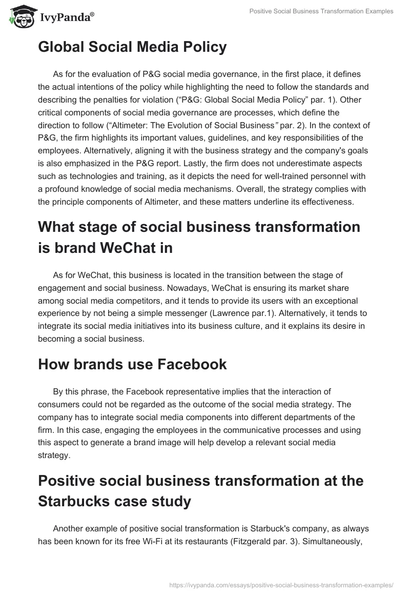 Positive Social Business Transformation Examples. Page 2