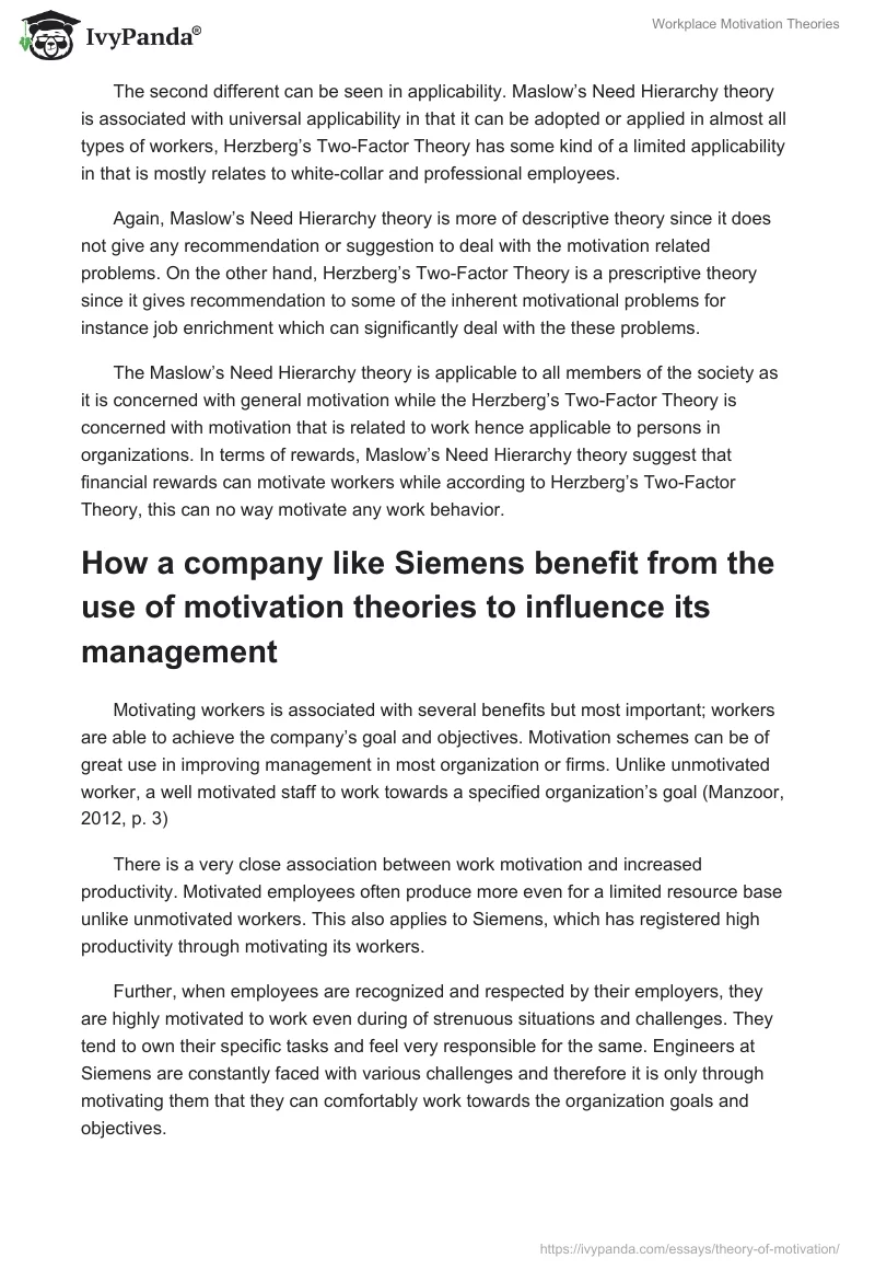 Workplace Motivation Theories. Page 4
