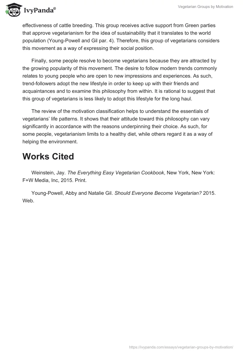 Vegetarian Groups by Motivation. Page 2