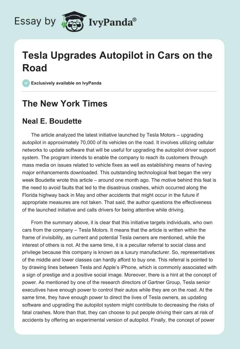 Tesla Upgrades Autopilot in Cars on the Road. Page 1