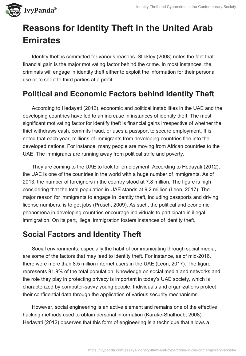 Identity Theft and Cybercrime in the Contemporary Society. Page 4