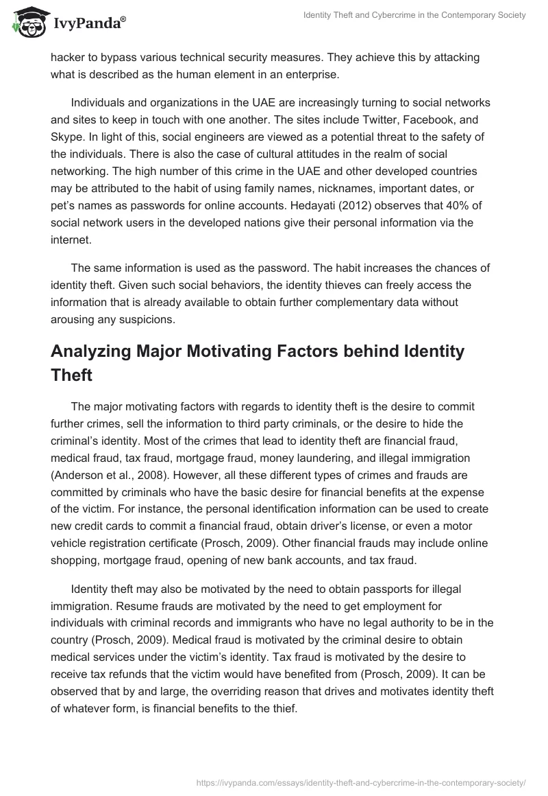 Identity Theft and Cybercrime in the Contemporary Society. Page 5