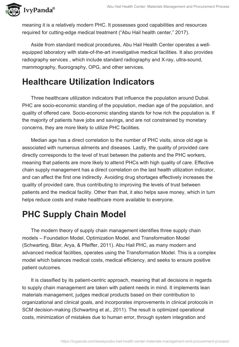 Abu Hail Health Center: Materials Management and Procurement Process. Page 2