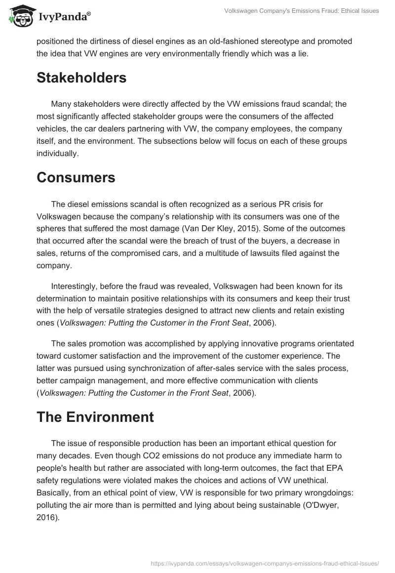 Volkswagen Company's Emissions Fraud: Ethical Issues. Page 4