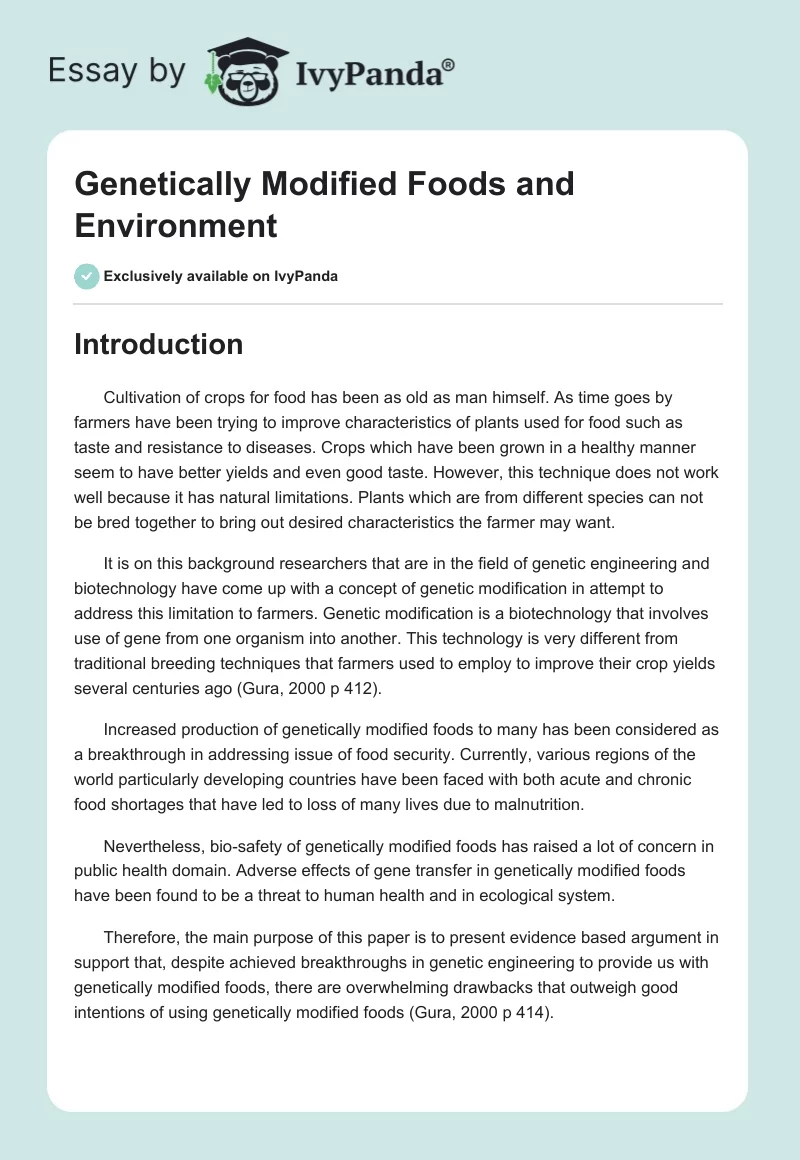 Genetically Modified Foods and Environment. Page 1