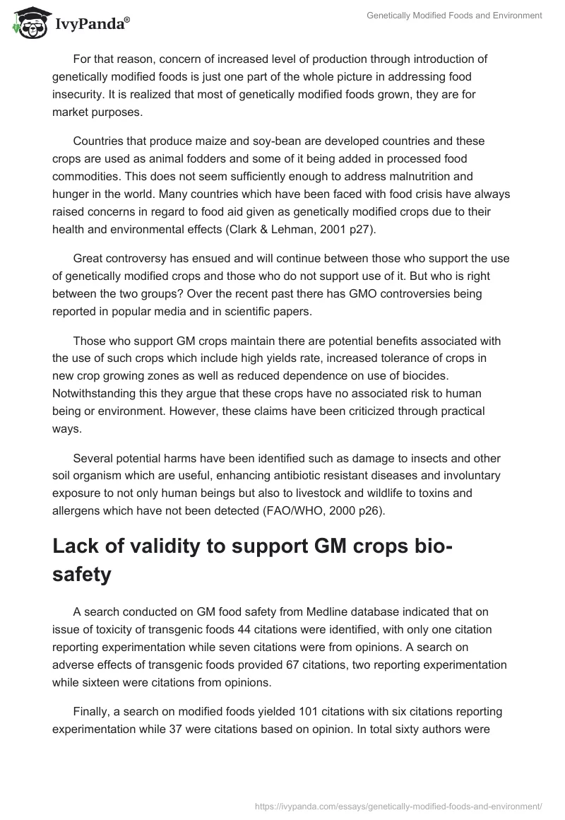 Genetically Modified Foods and Environment. Page 5
