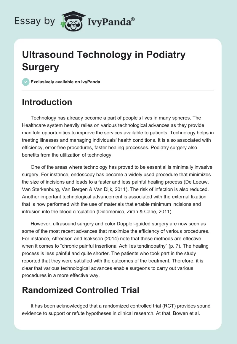 Ultrasound Technology in Podiatry Surgery. Page 1