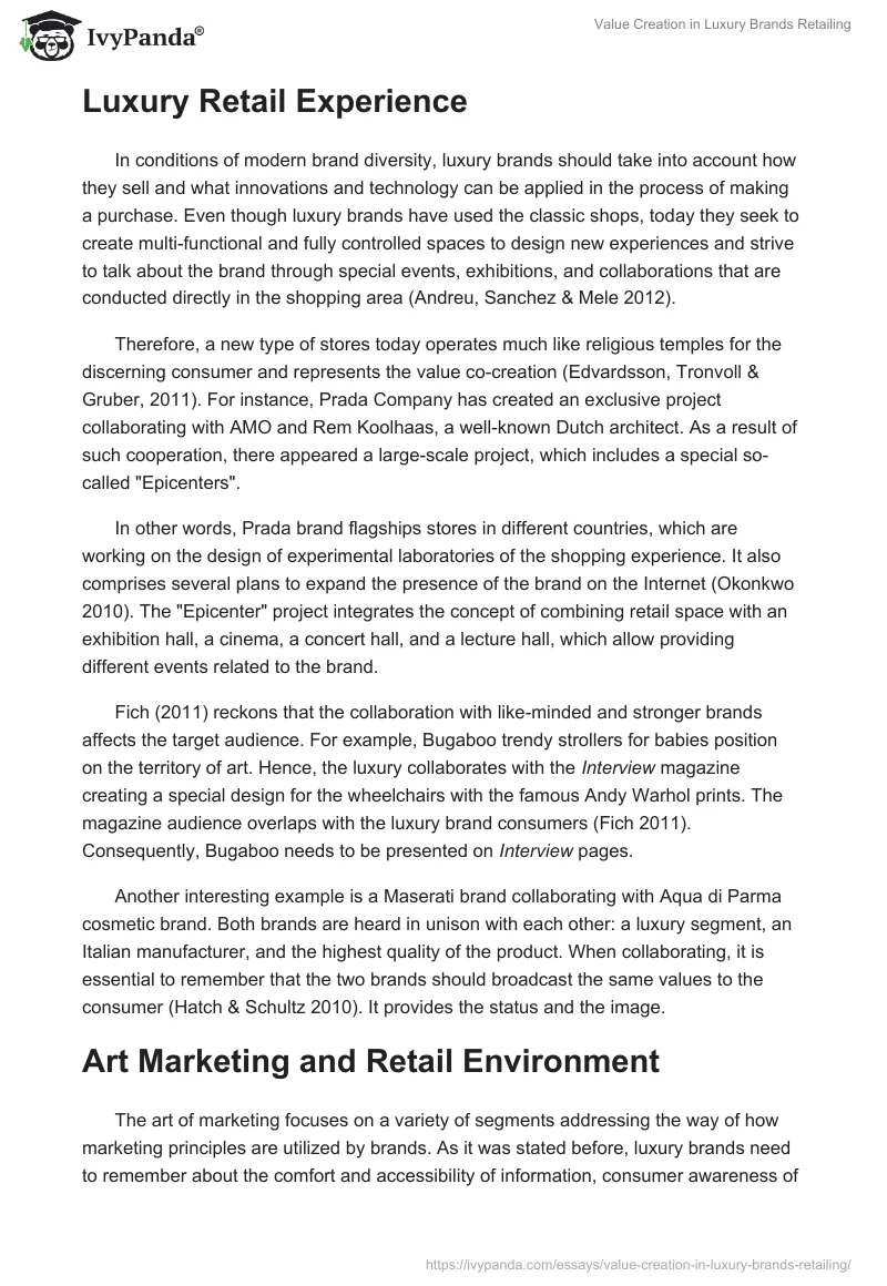 Value Creation in Luxury Brands Retailing. Page 4