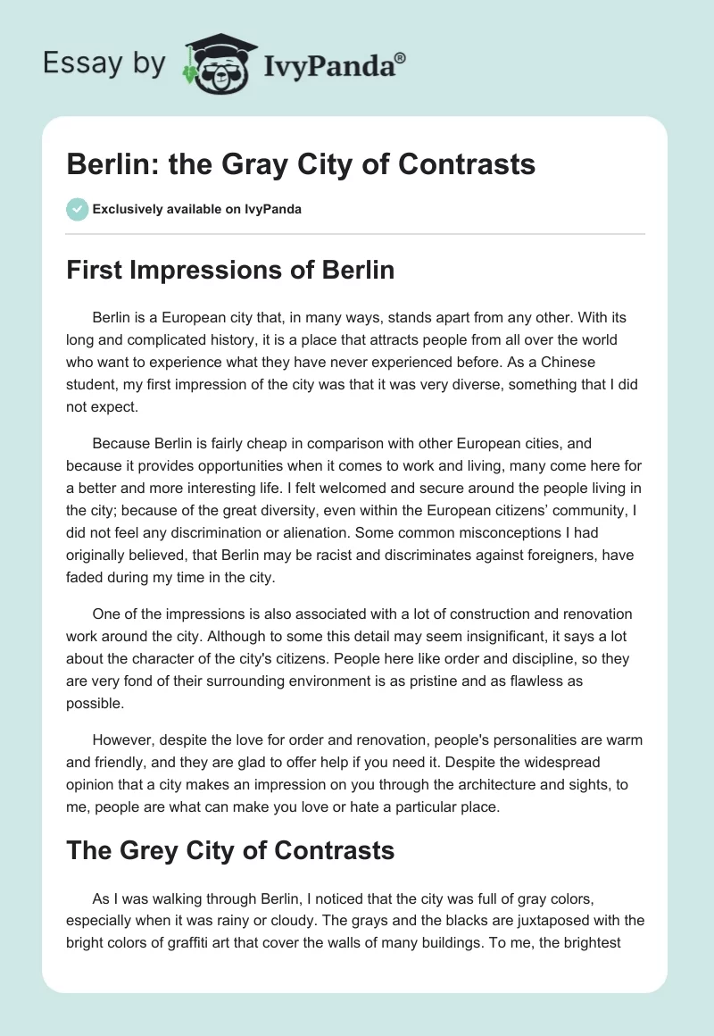 Berlin: the Gray City of Contrasts. Page 1