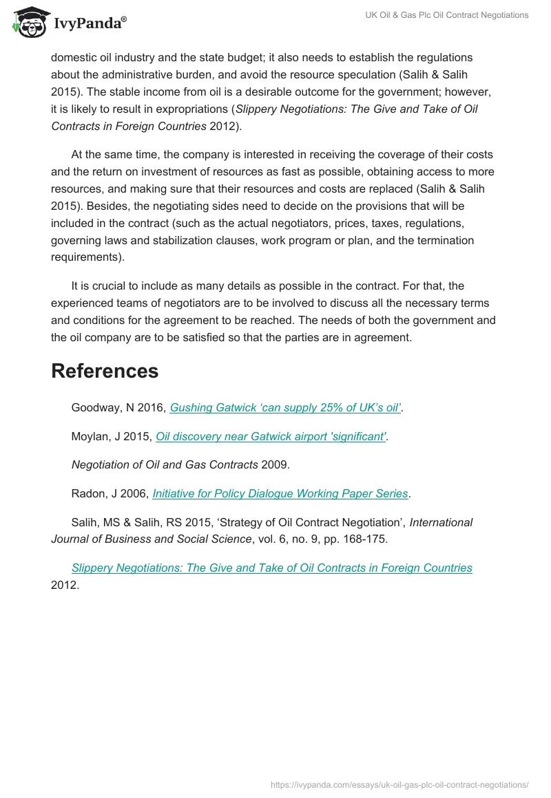 UK Oil & Gas Plc Oil Contract Negotiations. Page 2