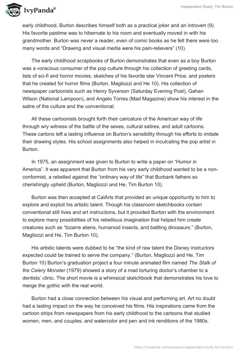 Independent Study: Tim Burton. Page 4