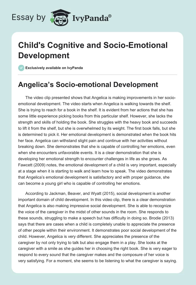 Child's Cognitive and Socio-Emotional Development. Page 1
