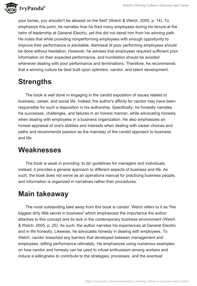 Welch's Winning Culture in Business and Career. Page 4