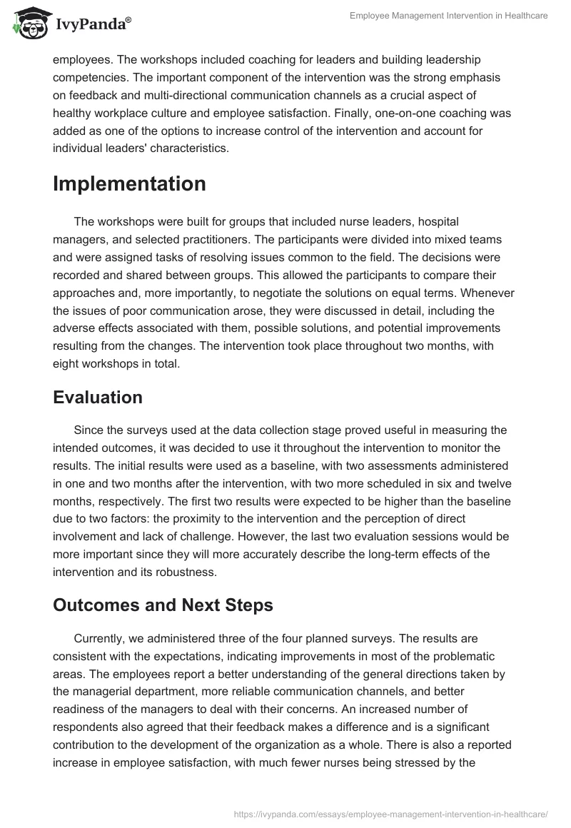Employee Management Intervention in Healthcare. Page 4