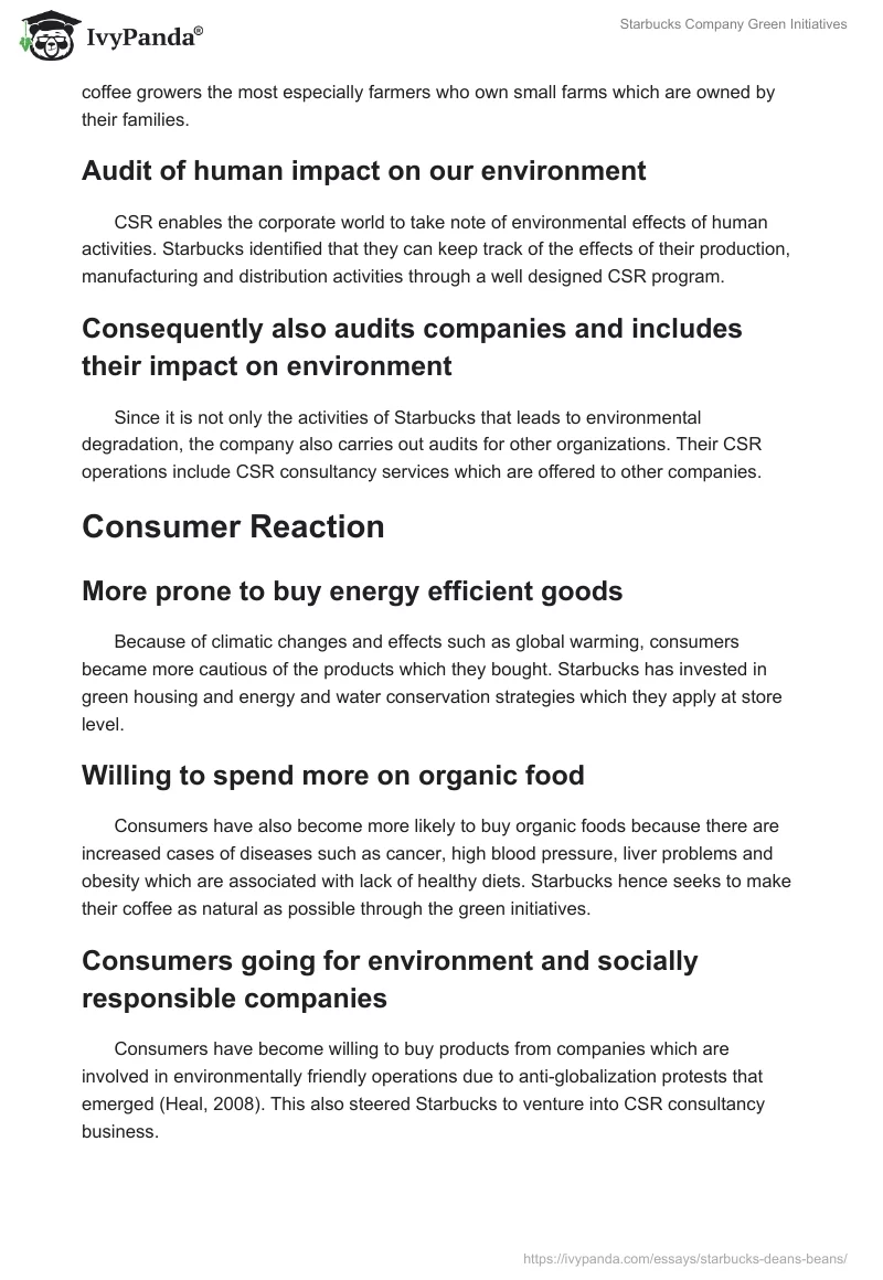 Starbucks Company Green Initiatives. Page 2