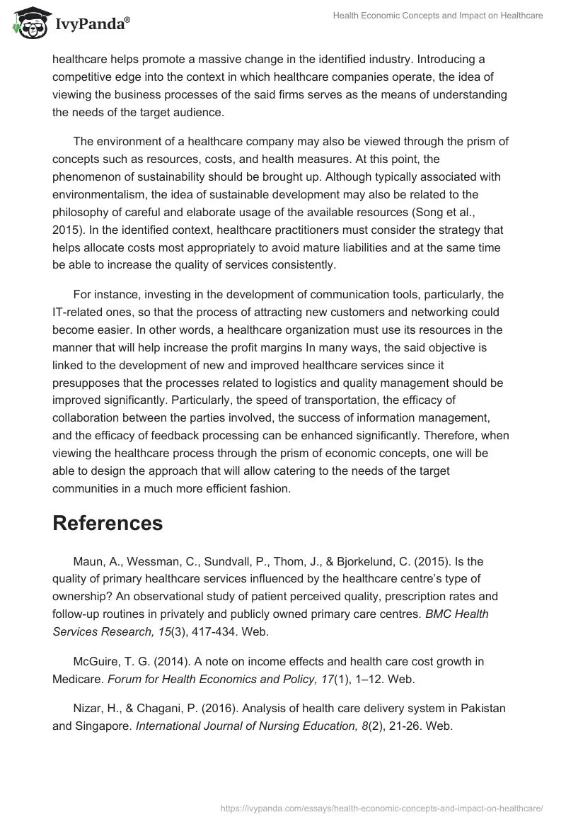 Health Economic Concepts and Impact on Healthcare. Page 3