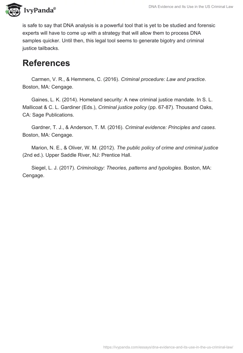 DNA Evidence and Its Use in the US Criminal Law. Page 3