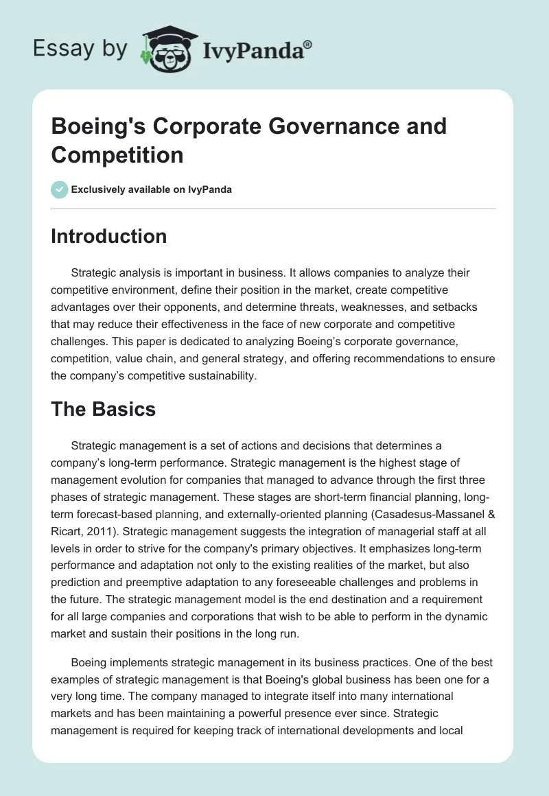 Boeing's Corporate Governance and Competition. Page 1