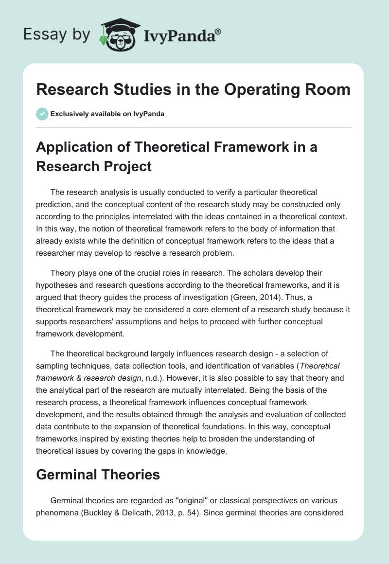 Research Studies in the Operating Room. Page 1
