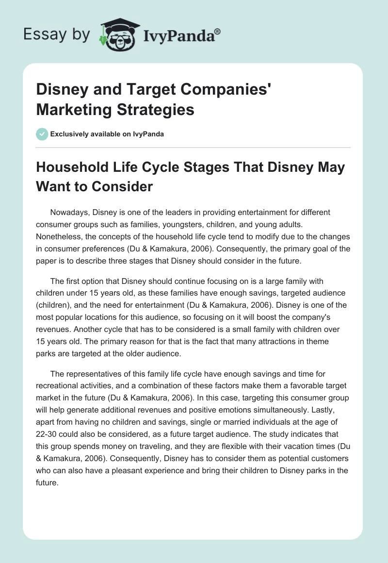 Disney and Target Companies' Marketing Strategies. Page 1