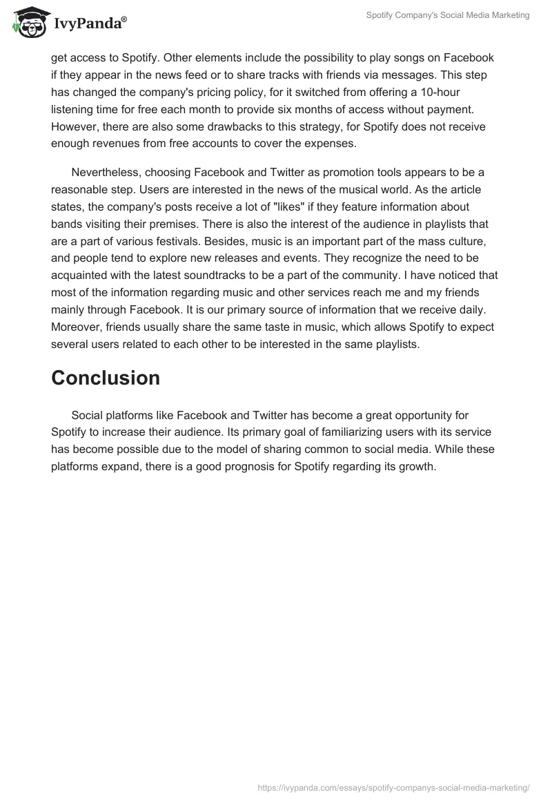Spotify Company's Social Media Marketing. Page 2