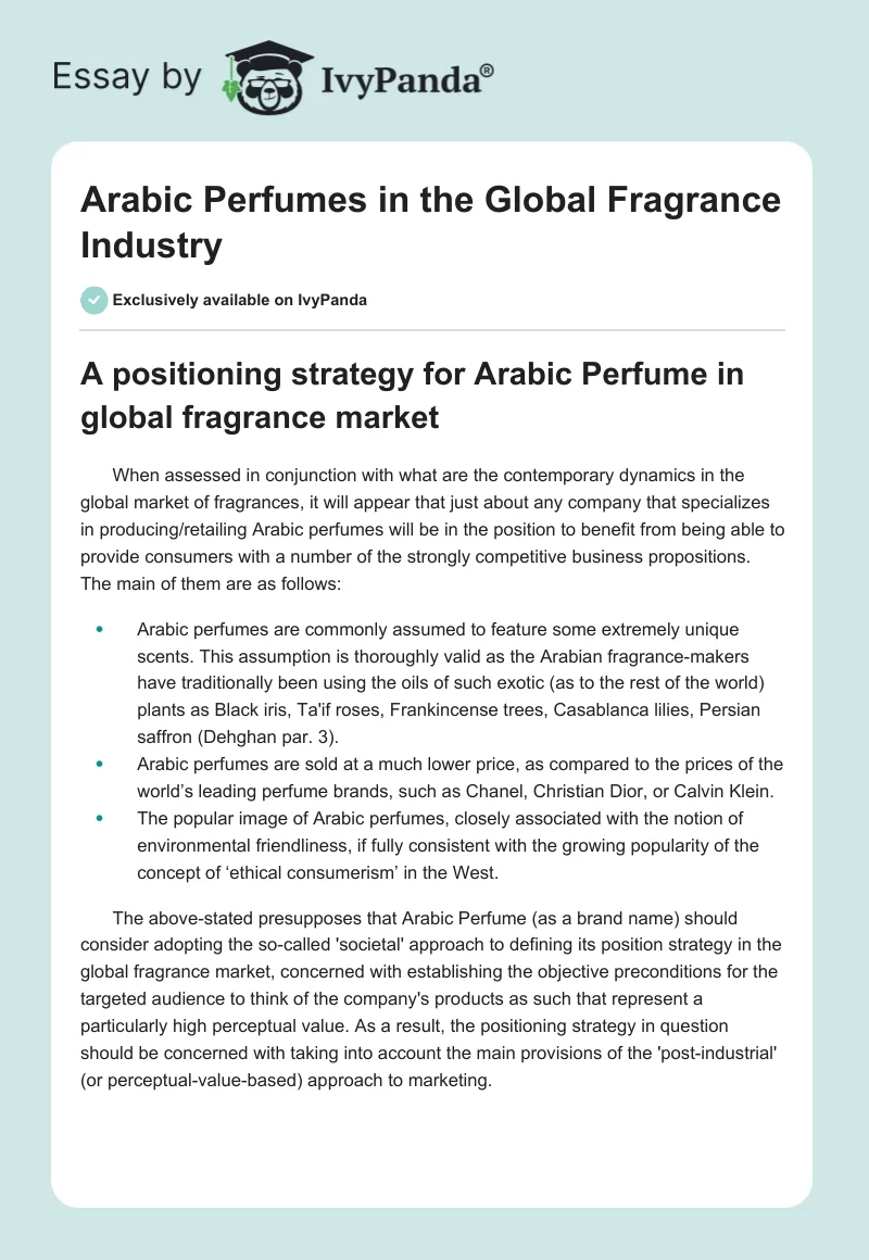 Arabic Perfumes in the Global Fragrance Industry. Page 1