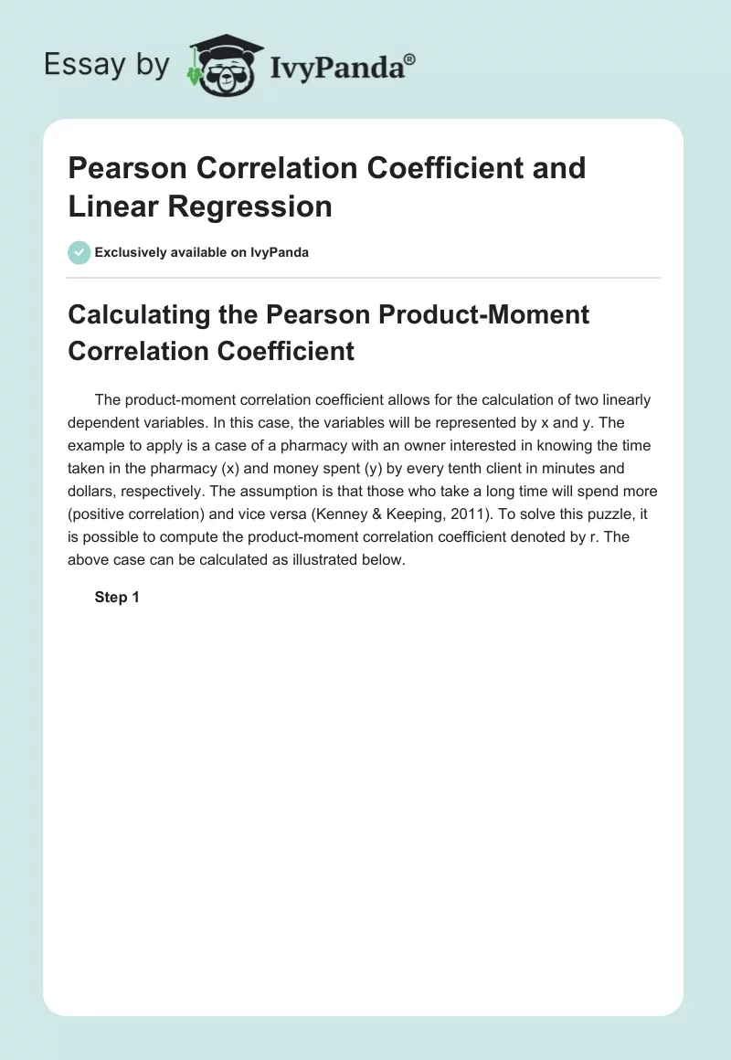 Pearson Correlation Coefficient and Linear Regression. Page 1