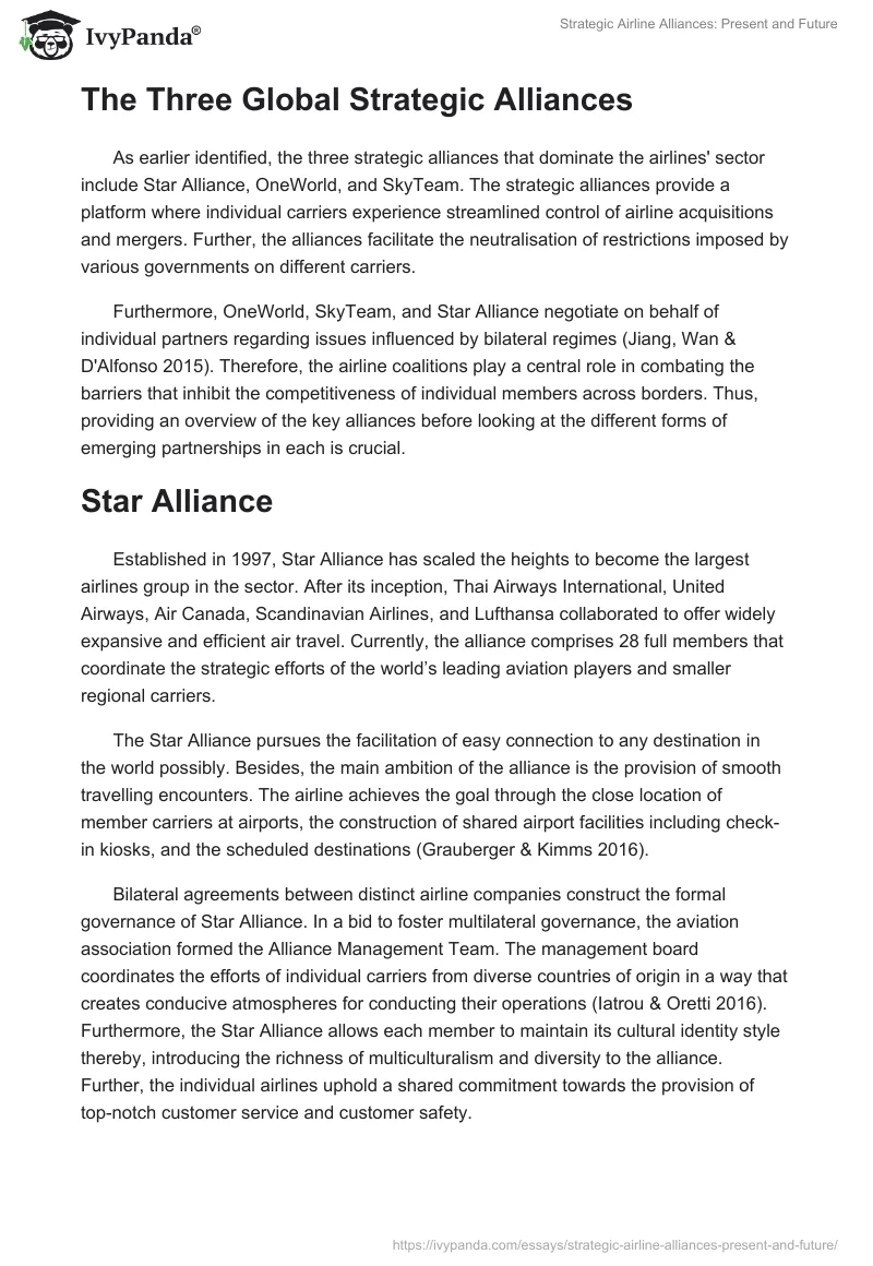 Strategic Airline Alliances: Present and Future. Page 2