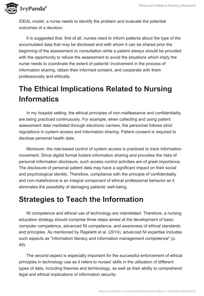 Ethics and Safety in Nursing Informatics. Page 2