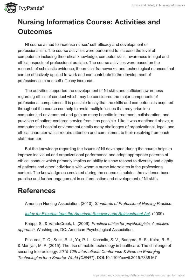 Ethics and Safety in Nursing Informatics. Page 5