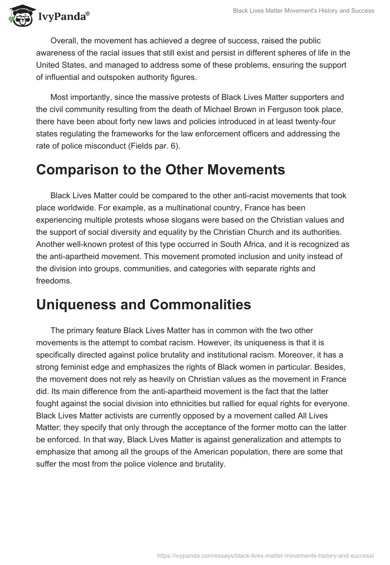Black Lives Matter Movement's History and Success. Page 3