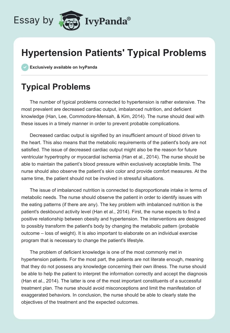 Hypertension Patients' Typical Problems. Page 1