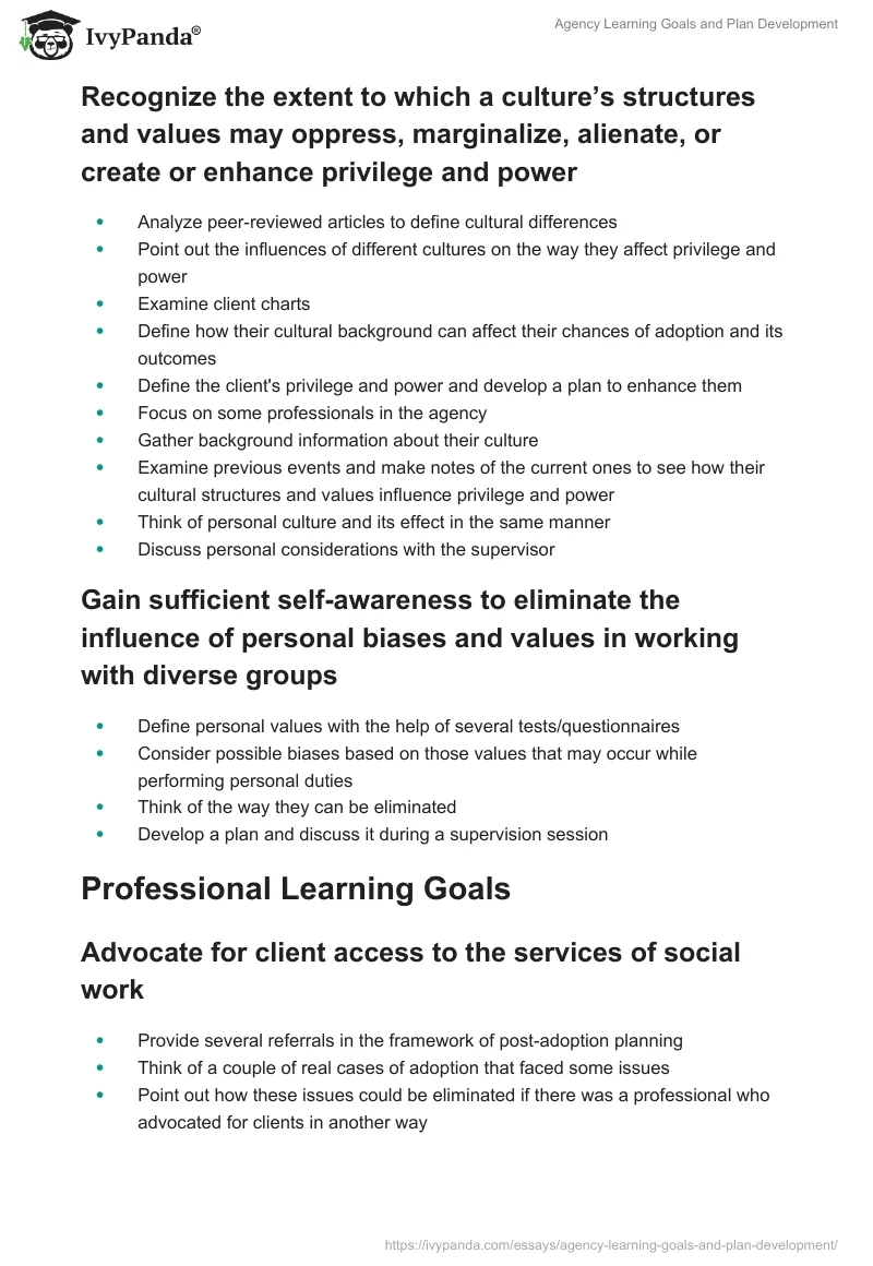 Agency Learning Goals and Plan Development. Page 4