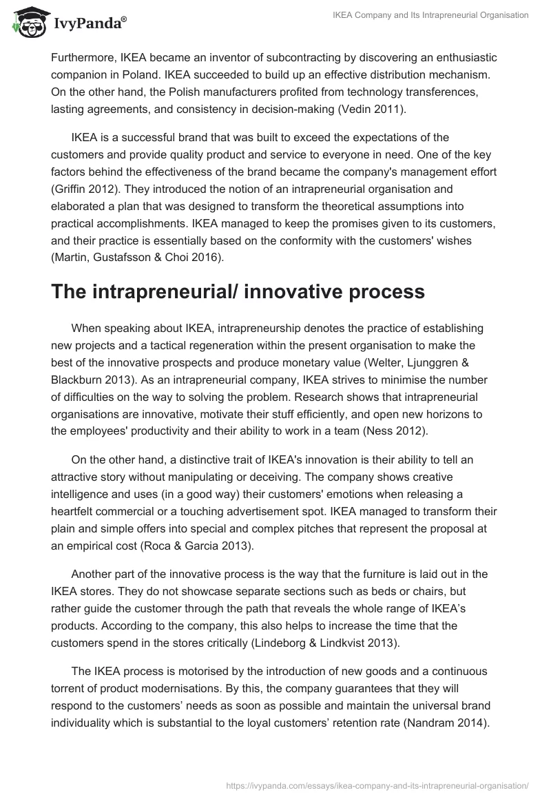 IKEA Company and Its Intrapreneurial Organisation. Page 2
