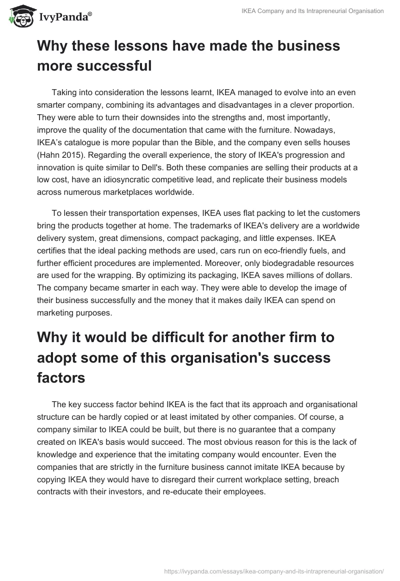 IKEA Company and Its Intrapreneurial Organisation. Page 4