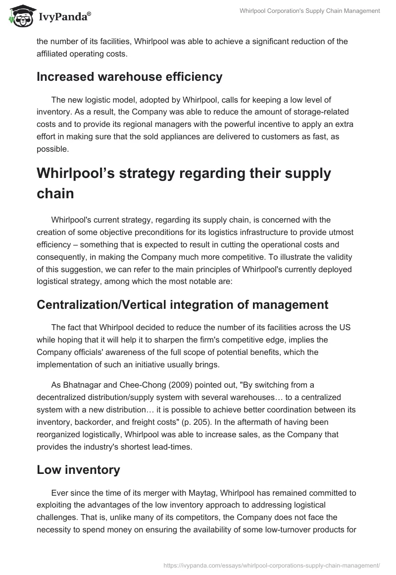 Whirlpool Corporation's Supply Chain Management. Page 3