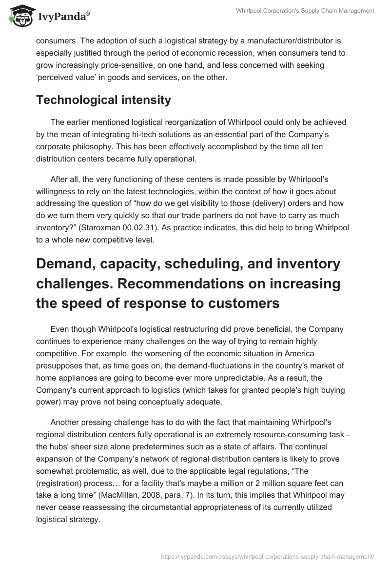 Whirlpool Corporation's Supply Chain Management. Page 4