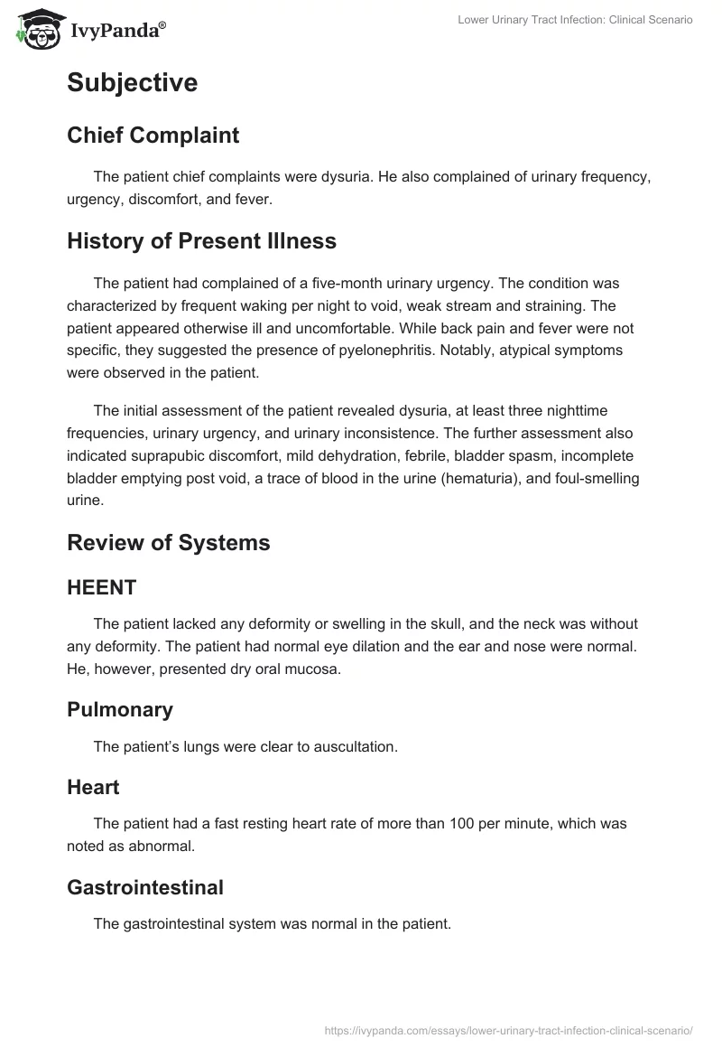 Lower Urinary Tract Infection: Clinical Scenario. Page 2