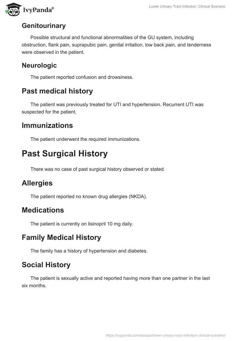 Lower Urinary Tract Infection: Clinical Scenario. Page 3